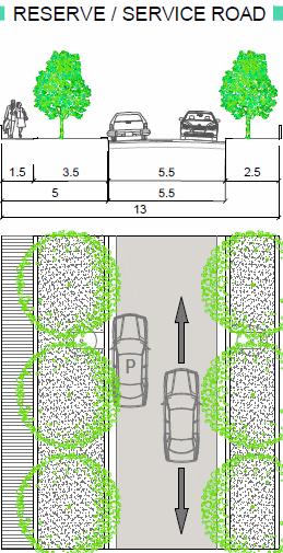 Figure 11: Access Place (Reserve/Service Road) Cross-Section 4.2.6 Laneway Some laneways are also proposed within the site at the rear of allotments. These are proposed with a 6.