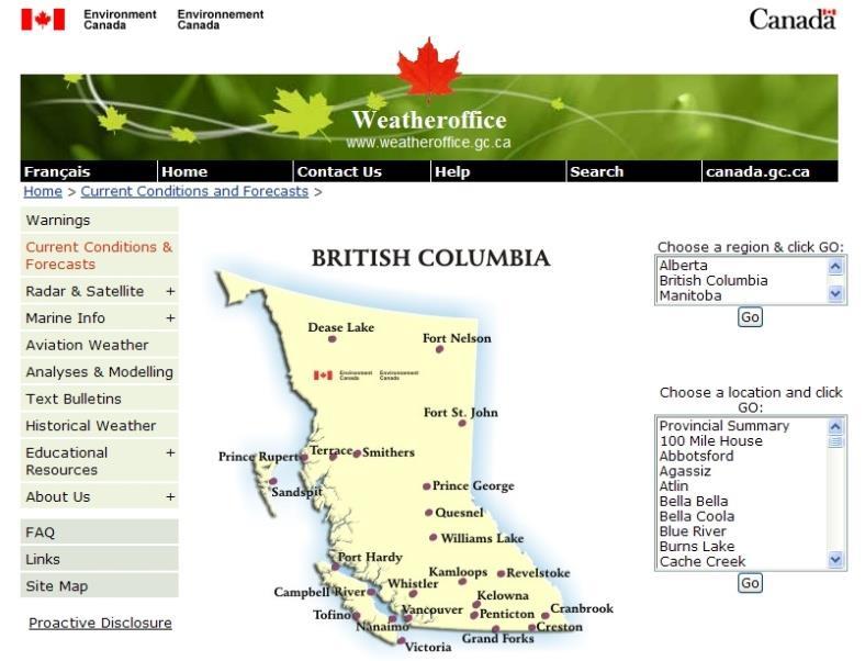 Environment Canada website
