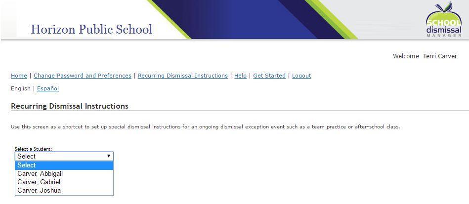 Recurring Dismissals Instructions Recurring dismissals are dismissals that occur at regular intervals over a period of time, such as afterschool programs or sports that may run for 6 weeks or a