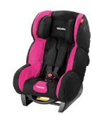for the child`s comfort Recline position can be set with one hand EASY HANDLING Easily secured using the vehicle`s own 3-point safety belt Harness adjustable with