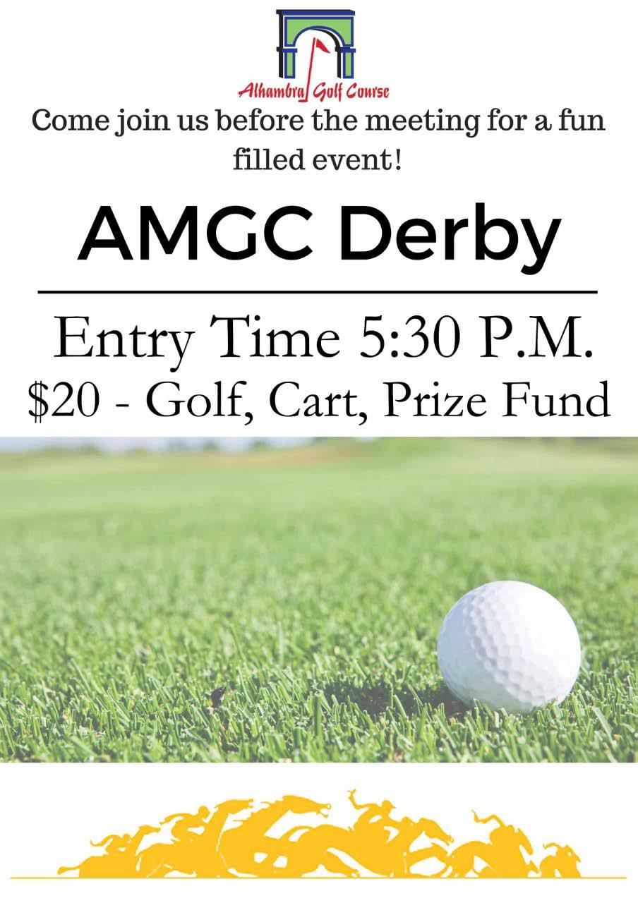 AMGC Pro Report MEETING NIGHT EVENT DERBY (aka Horse Race) - Join in the fun and plan to arrive early for the April General Meeting and bring your clubs!