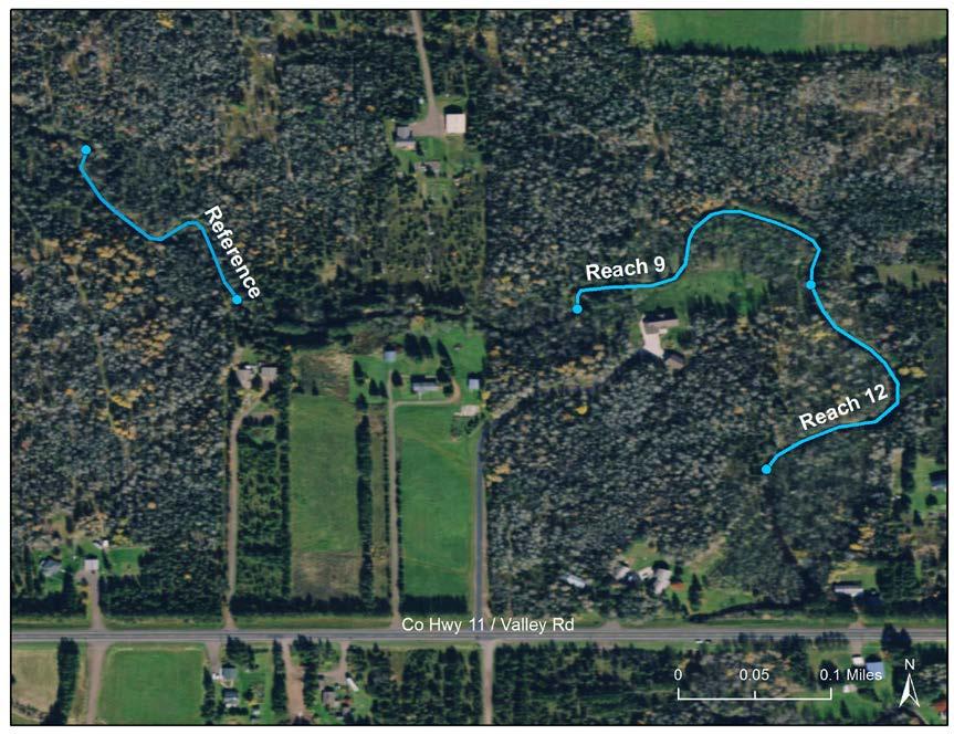 Figure 2. Reach locations sampled by NRRI on the Knife River mainstem in 2016. Refer to Figure 1 for the extent of this map within the Knife River watershed.