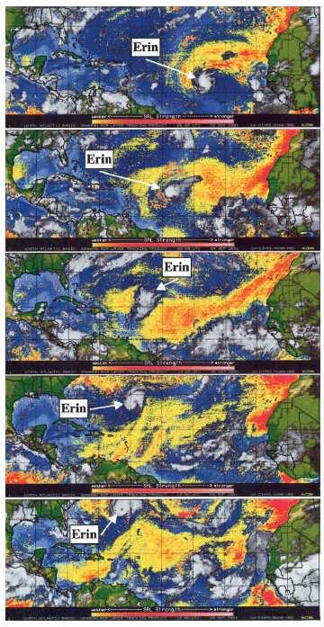 Impact on Atlantic hurricanes : Low-level inversion with T SAL 5-10 C Dry air intrusion at 850-600 hpa Stronger