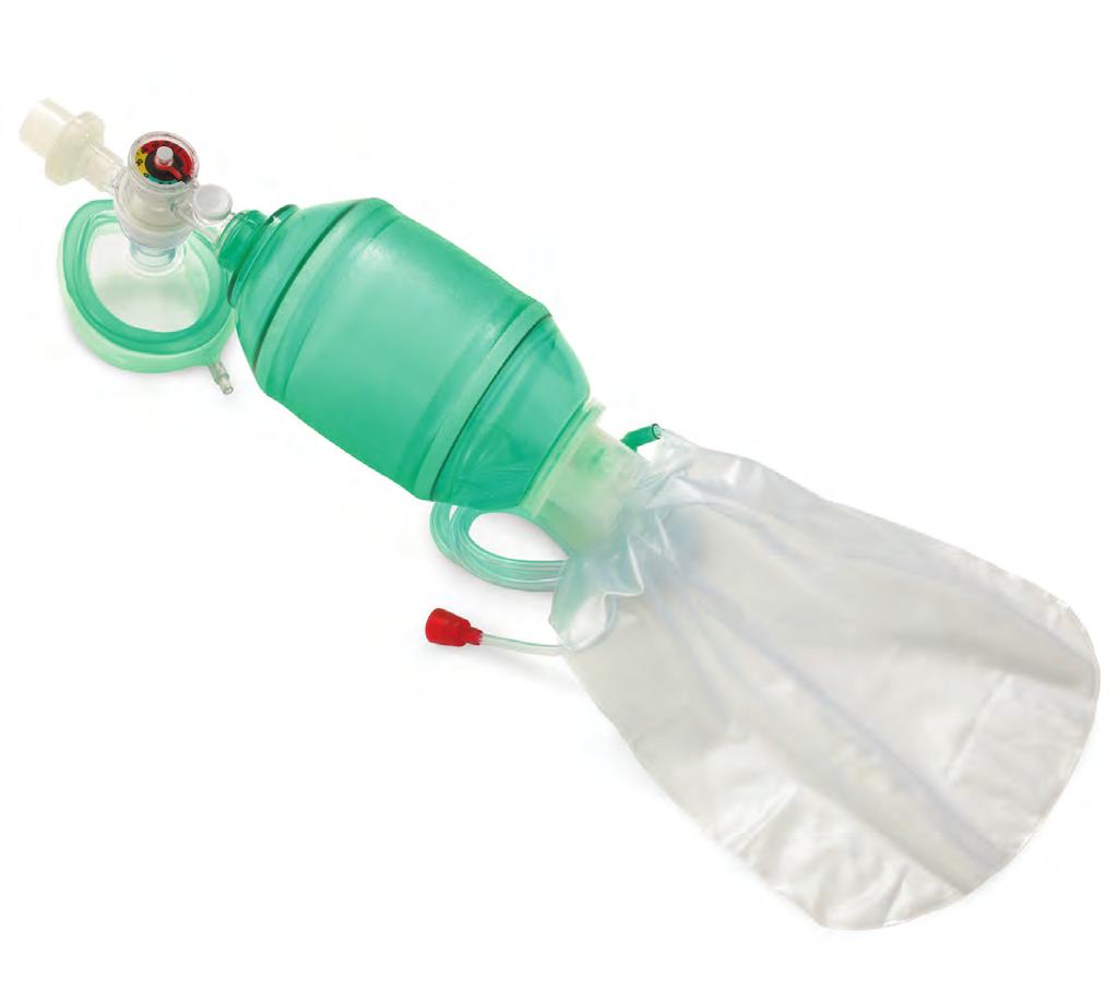 EMERGENCY Manual Resuscitator / Ventilator AIRFLOW LATEX FREE SINGLE PATIENT USE DISPOSABLE Ventlab Integrated pressure manometer to promote proper pressure delivery Pliable bag body allows very good