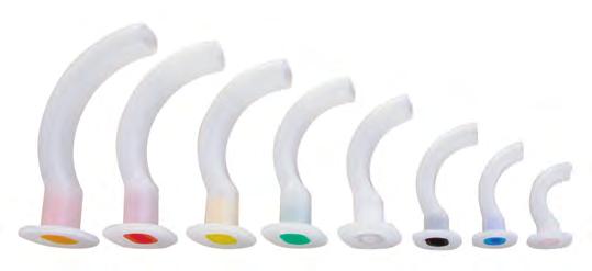 AIRWAY MANAGEMENT Oropharyngeal Airway COLOR CODED GUEDEL LATEX FREE SINGLE USE DISPOSABLE Oropharyngeal Airway PVC GUEDEL LATEX FREE SINGLE USE DISPOSABLE Firm, polyethylene plastic Built-in bite