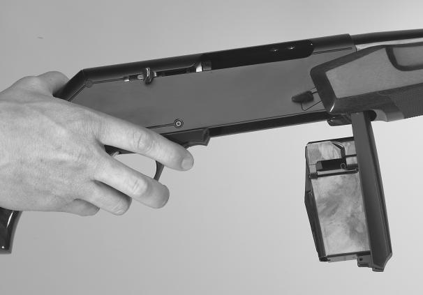The Browning BAR utilizes FIGURE 3 a unique detachable box magazine. The capacity of the magazine is four rounds (three rounds for magnum and WSM calibers).