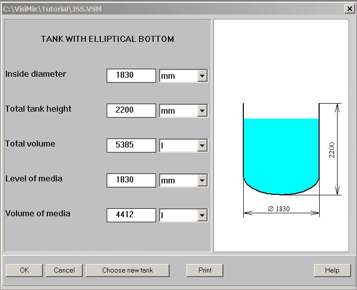 Figure 2-4. Entering tank data. After you click OK, the Baffle types menu appears. To choose the required variant, click on the appropriate baffle diagram.