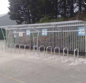 galvanised to ISO 1461 2009 Fettled and powder coated 50mm round hollow steel with 40mm square hollow tube Supplied with Sheffield toast racks which allow cycles to be locked onto both sides