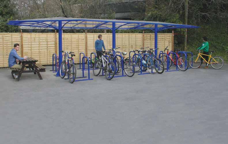 Smoking or Waiting Shelter 4mm polycarbonate protects cycles and staff from all weather conditions Frame: Mild steel shot blasted, zinc coated and polyester epoxy powder coated 139.