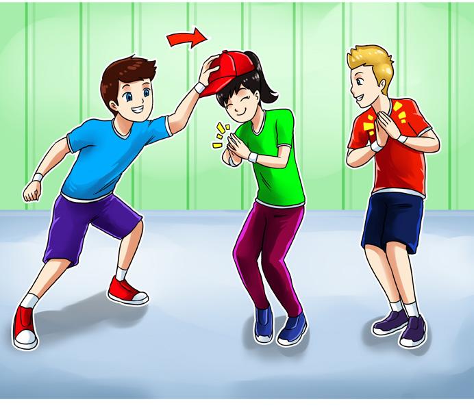 pupils Try to copy the moves of the child with the cap as well as you can. Move to the beat of the music as well as you can.
