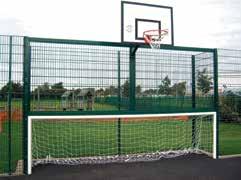 Our basketball hoops are fitted to the top of our FA Goal recesses.
