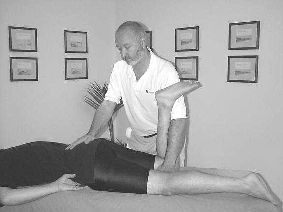 Quadriceps Client Position: prone Place one hand over sacrum and one hand fingers