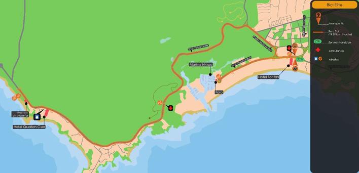 BIKE COURSE The 19.89km bike course consists of one out and back lap through Paseo de las Garzas and Paseo Ixtapa Boulevard.