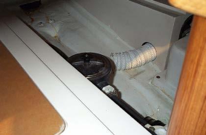 Be sure to return the bilge pump switch back to automatic. Step 4: Inspect the raw water intake strainers and raw water intake thru hull, located under the berth in the aft cabin.