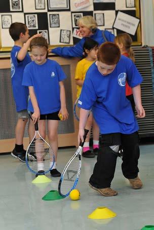 GAMES Ages 7-9 Lesson - The Forehand Game : Keepy-Up Tennis Game : Forehand Slalom Game : Target Tennis Divide the class into three equal teams and place