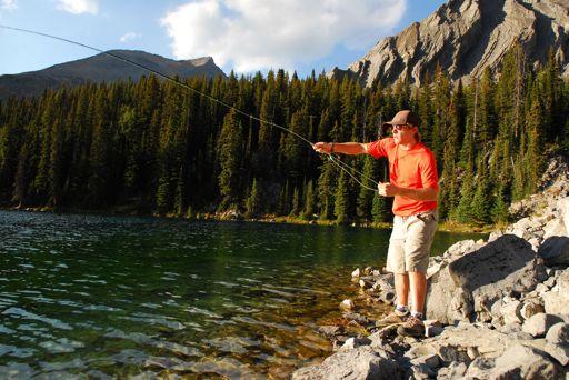 Fishing m~ciaw PVnw While you can eat most types of fish that you catch in Alberta s parks, people here fish for sport and for fun, not for food.