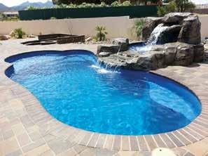 free form splash deck is a unique feature which provides a spacious shallow area and a large integrated spa.