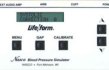 Calibration Procedures To calibrate the simulator, set the unit up as described in the section titled Using The Nasco Life/form Blood Pressure Simulator. Apply the cuff to the simulated arm.