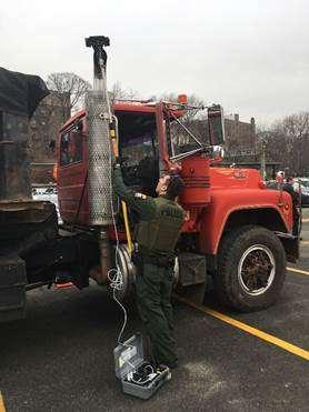ECO Leubner operating emissions testing equipment on a vehicle in violation of air quality standards Farm Dump Fire - Washington County On Feb. 23 at 6:30 p.m., ECO Matthew Krug was contacted about a large garbage fire in the town of Whitehall.
