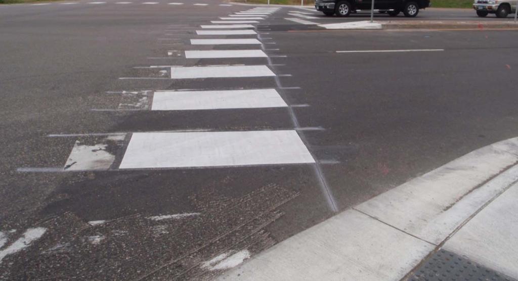 Crosswalk Striping Crosswalks shall be striped in a straight alignment between the
