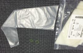On drape, make a 1/8 (approximate) slit on the distal (narrow) side