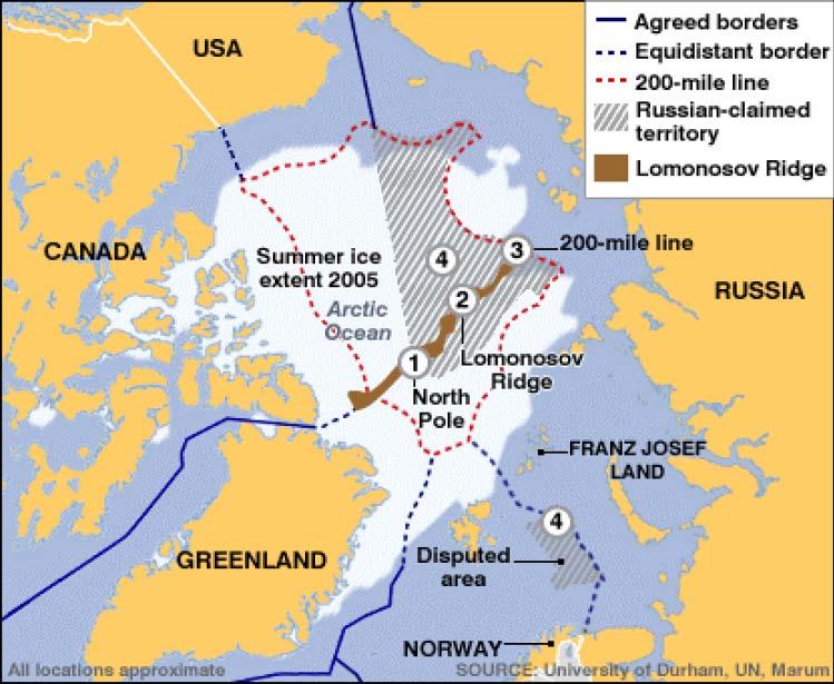 Boundary Claims 1) North Pole 3) 200 nautical mile