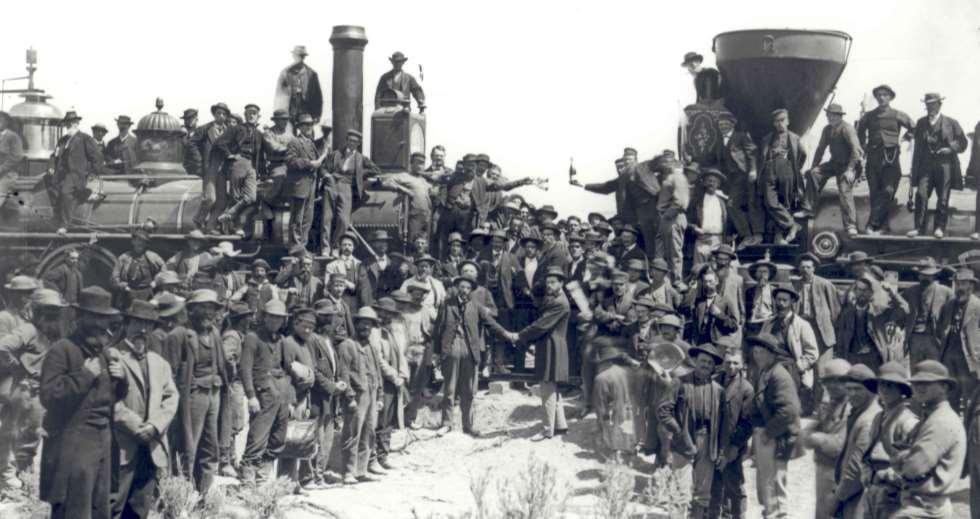 Transcontinental Railroad (1869) A golden spike was driven at Promontory Point, Utah