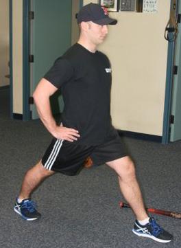 Lunge forward until you feel a stretch in the back