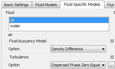 Fluid Domain: Fluid Specific Models Click on the Fluid Specific Models tab on the Domain form and