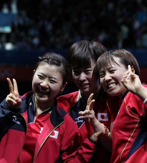 Ai FUKUHARA, Kasumi ISHIKAWA and Sayaka HIRANO claimed the first ever Olympic table tennis medal for Japan at the London 2012