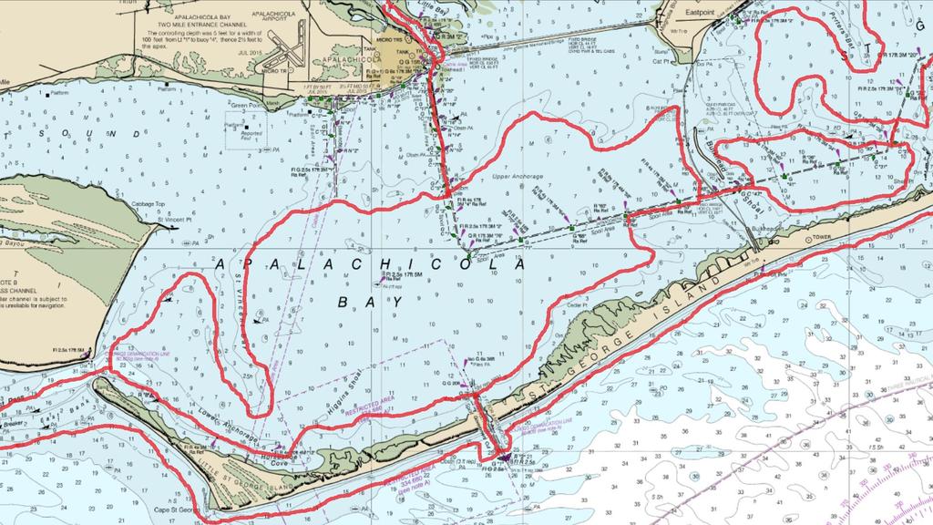Sail Area for the Apalachicola Bay & River And the Gulf of Mexico