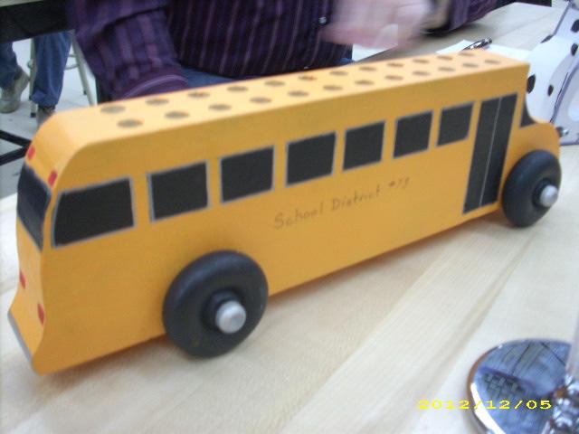 Kathy Lafferty School Bus crayon holder, Dalmatian Dog Bank.