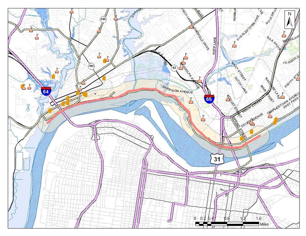 KIPDA ID # 540 Ohio River Greenway Project Type: ROADWAY CAPACITY Description: Construct 2 lane road & bicycle & pedestrian path from New Albany to Jeffersonville along the Ohio River.