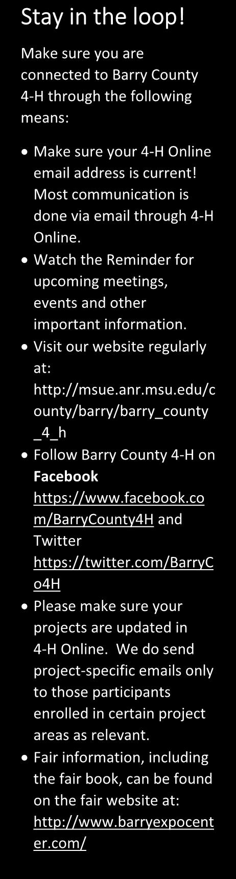 Barry County 4-H Policies Non-Discrimination: MSU is an affirmative-action, equal-opportunity employer.