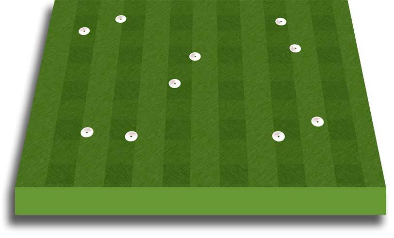 Passing Gates Play normal 4 v 4 but to score a goal the ball must be passed through any of the sets of cones to another member of your own team without the opposition touching the ball.