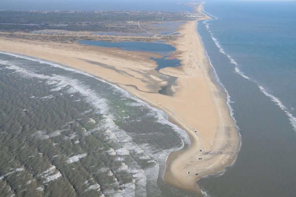 Figure 2: Aerial photograph of Cape Hatteras with waves approaching from the southeast on February 16
