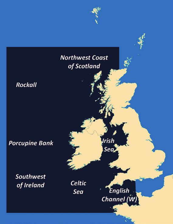 Background information The North Western Waters (Figure 1) comprise the ecoregion known as the Celtic Sea, covering mainly the areas of the west of Scotland (ICES Subarea VIa), Rockall (VIb), the