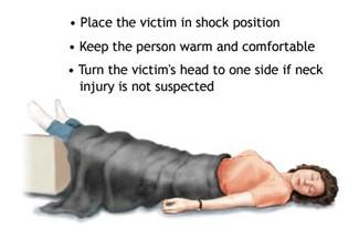While shock is a very serious condition it is reversible if recognized quickly and treated properly. If possible, keep the victim lying down.
