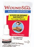 Medical Breakthrough Facts: Powder + Pressure = Instant Scab The topical powder stops bleeding in seconds by forming an instant scab when applied to the wound WoundSeal is unique in that it works