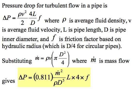 Pressure drop analysis, working formula for round pipes This is a form of the D'Arcy-Weisbach formula.