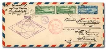 Estimate $750-1,000 493 494 493 United States, 1930 (3-6 May), Round-the-World Flight, Friedrichshafen - Friedrichshafen (Michel 68Gb), le gal size air mail en ve lope franked with $1.