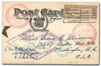 Estimate $150-200 517 518 517 United States, 1930 (3-5 Jun), Re turn Flight, Lakehurst - Se ville (Michel 67Ge), plain en ve lope franked with $1.
