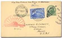 WORLD AEROPHILATELY: Zeppelin Flight Postal Cards 545 546 547 545 Ger many, 1931 (25-27 Jul), Po lar Flight, Berlin - Malyguin (Michel 204b.