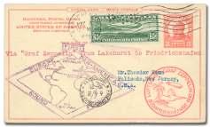 WORLD AEROPHILATELY: Zeppelin Flight Postal Cards 551 552 551 Spain, 1930 (20 May - 5 Jun), South Amer ica Flight, five dif fer ent legs from Se ville (Michel 63Aa-67Aa, 68Ac.