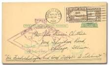 Estimate $300-400 558 United States, 1930 (3-6 May), South Amer ica Re turn Flight, Lakehurst - Friedrichshafen (Michel 68Gd), 1 Jef fer son postal card franked with 65 Zep pe lin (C13), used with 5