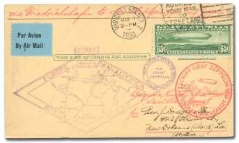563 564 565 563 United States, 1930 (18-22 May), South Amer ica Flight, Friedrichshafen - Pernambuco (Michel 63Gb. Sieger 64B), 1 Jef fer son postal card franked with $1.