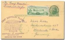 Only 4 cards flown. Michel 350 ($390). Sieger 400 ($450). Estimate $150-200 574 United States, 1933 (14-19 Oct), Chi cago Flight, Friedrichshafen - Rio de Ja neiro (Michel 348C.