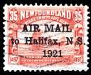 Estimate $150-200 93 a Newfoundland, Air mail, 1921, 35 Hal i fax (C3 (3), C3b (2), C3h), block of 6, po si tions 16-18/21-23, o.