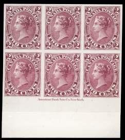 Estimate $500-750 120 ( ) Can ada, 1868, Large Queen, 1 brown red (22), un used with out gum, in cred i bly bright and fresh, F.