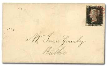 , red B/ 29JU29/ 1840 post mark on re verse; stamp Very Fine, cover has edge tears at top and bot tom, Fine. Scott $600. SG 700 ($1,040).